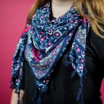 foulard rock bleu marine et rose et bleu