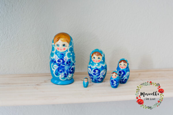 Matriochka turquoise et bleu